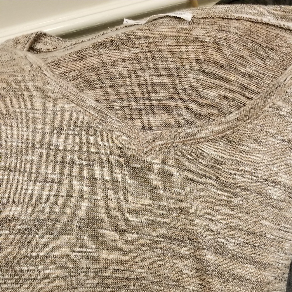 Metallic Variegated V Neck Lighhtweight Sweater